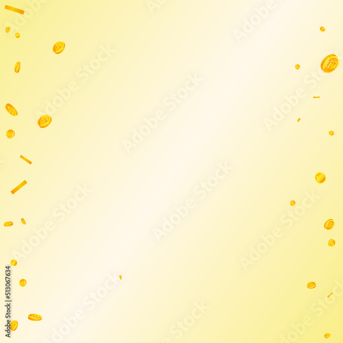 Korean won coins falling. Admirable scattered WON coins. Korea money. Immaculate jackpot, wealth or success concept. Vector illustration.