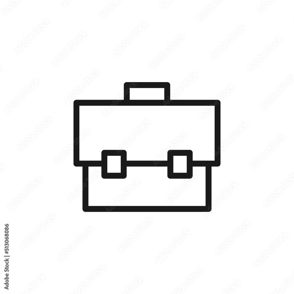 Business and money concept. Monochrome sign drawn with black line. Editable stroke. Vector line icon of business suitcase Business and money concept. Monochrome sign drawn with black line. Editable stroke. Vector line icon of business suitcase