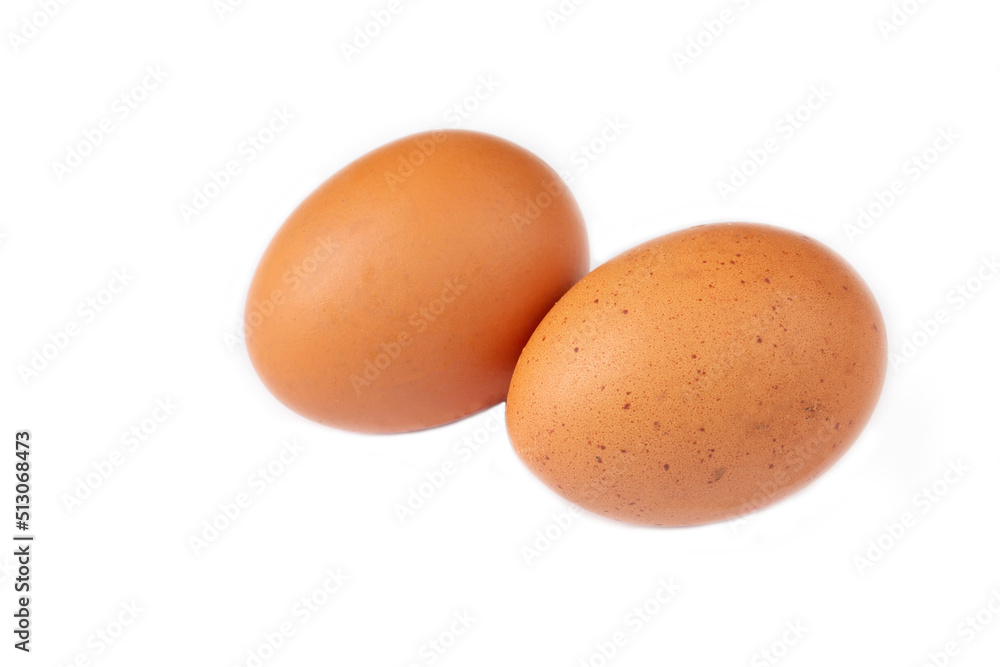 Raw eggs on the white background Raw eggs on the white background