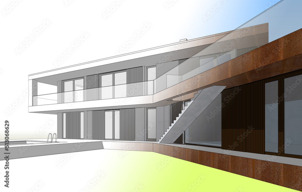 Fototapeta premium house architecture design 3d illustration