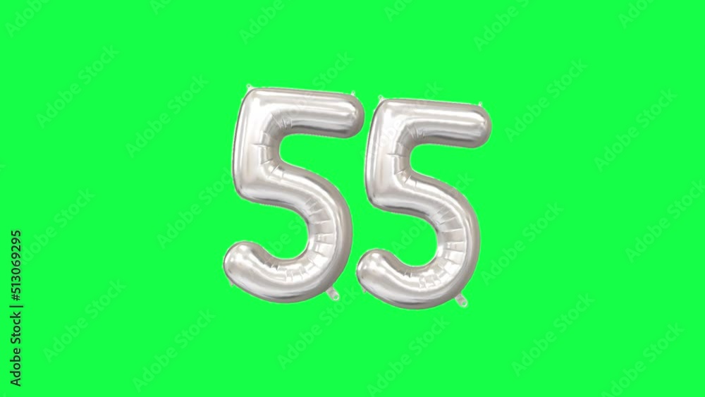 Helium Number Balloon With Number 55. Green Screen And Alpha Luma Matte Channel. Loop Animation. Helium Number Balloon With Number 55. Green Screen And Alpha Luma Matte Channel. Loop Animation.