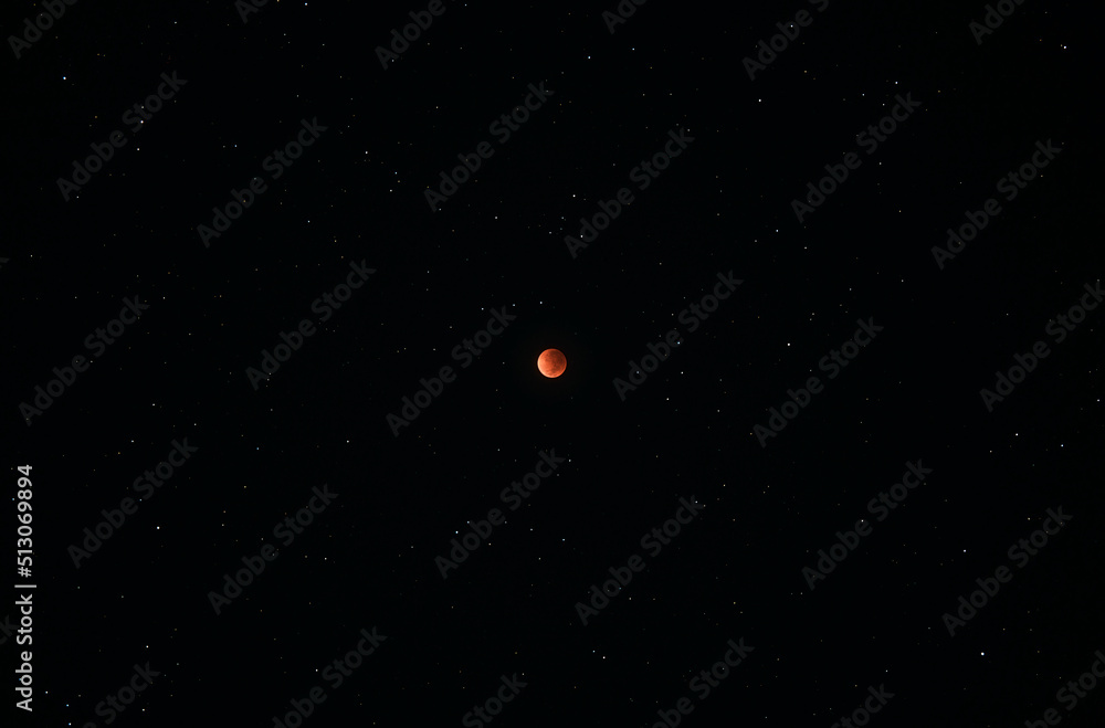 Total Lunar Eclipse (05/16/2022) With Stars In The Background
