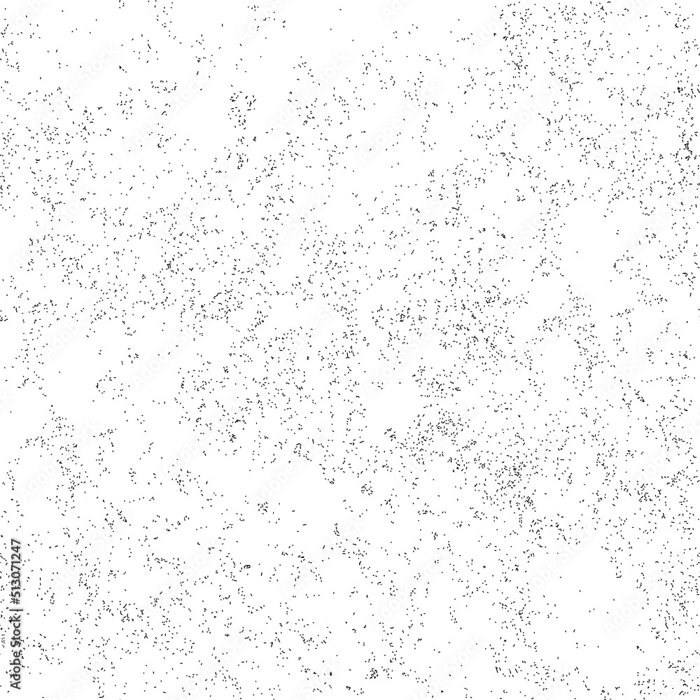Black and white abstract texture of small villi, sticks, dots and a circle. Seamless monochrome pattern.