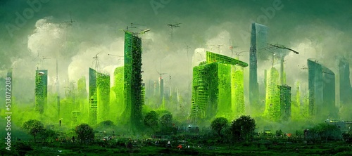 Sustainable cities eco city, illustration #513072208
