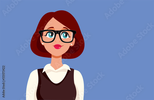 Young Woman Wearing Eyeglasses Vector Cartoon Illustration. Cheerful girl wearing cool stylish spectacles
