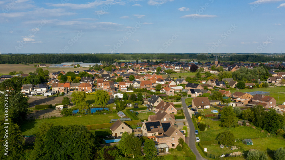 Aerial view of Kastel, a  village in East Flanders Belgium