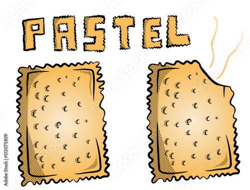 Two pastries, one whole and one cut. Vector illustration isolated on white background 