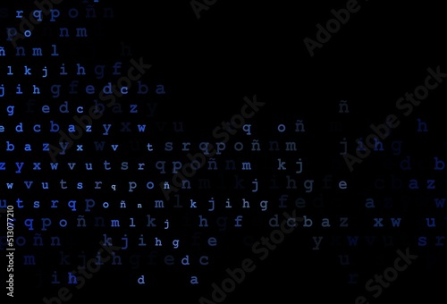 Dark blue vector texture with ABC characters.