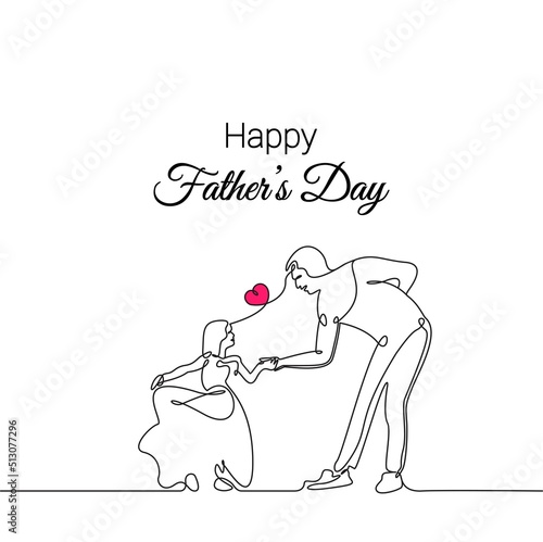 Father and Daughter Performing on stage line art vector isolated. Father's Day