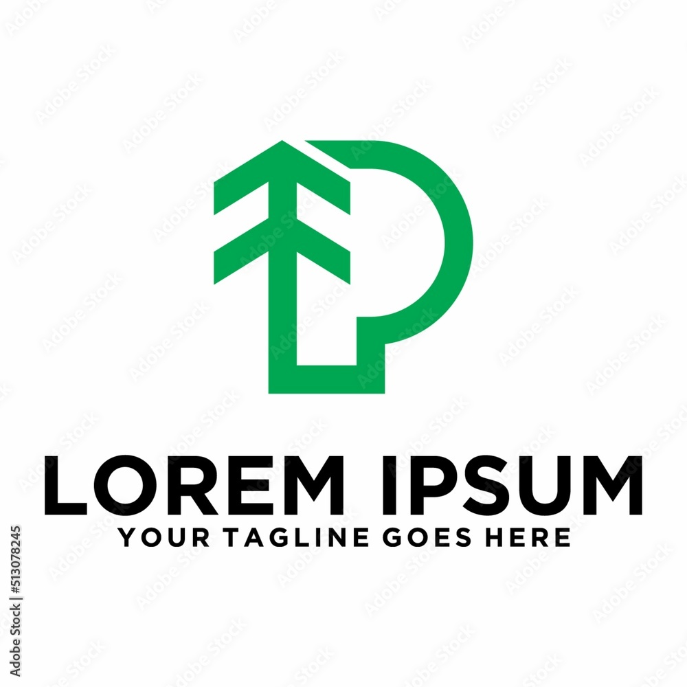 Letter P Tree logo design Letter P Tree logo design