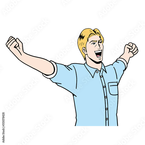 アメコミタッチの喜ぶ男性