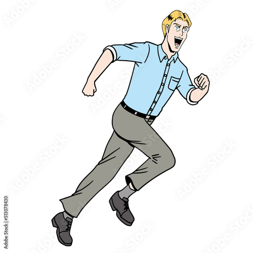 アメコミタッチの走る男性