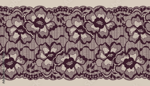 Wide Lace Ribbon Trim With Big Flower.