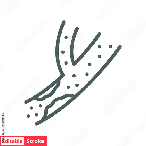 High cholesterol icon. Simple outline style. Artery blocked by cholesterol, atherosclerosis concept. Thin line vector illustration isolated on white background. Editable stroke. EPS 10.