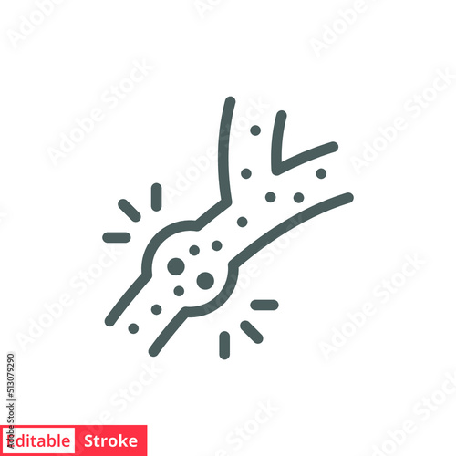 High cholesterol icon. Simple outline style. Artery blocked by cholesterol, atherosclerosis concept. Thin line vector illustration isolated on white background. Editable stroke. EPS 10.