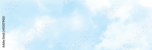 Panorama view cloudy sky, roads and landscape. Blue backdrop in the air panorama abstract style.