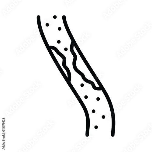 High cholesterol icon. Simple outline style. Artery blocked by cholesterol, atherosclerosis concept. Thin line vector illustration isolated on white background. EPS 10.
