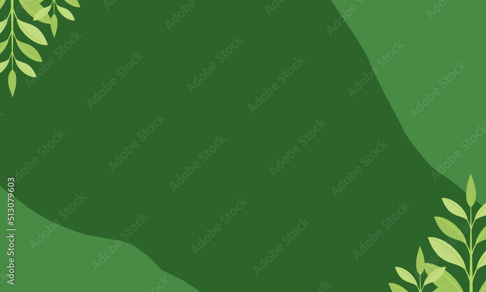 green background with abstract waves and plants green background with abstract waves and plants