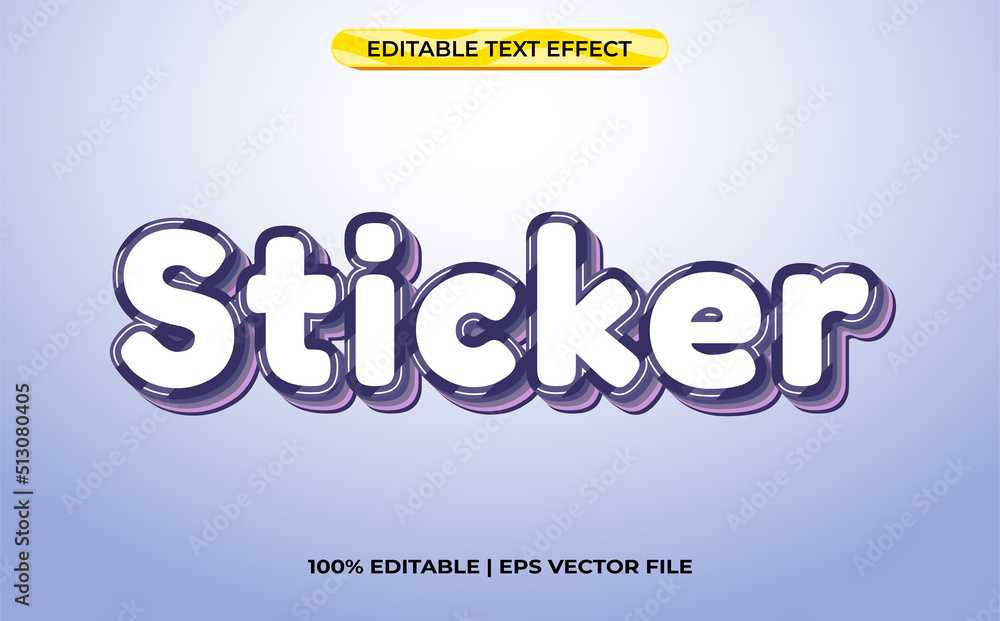Sticker 3d text effect with cute theme. purple typography template for minimalist tittle Sticker 3d text effect with cute theme. purple typography template for minimalist tittle