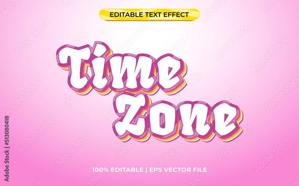 time 3d text effect with colorfu; theme. pink typography template for kids event