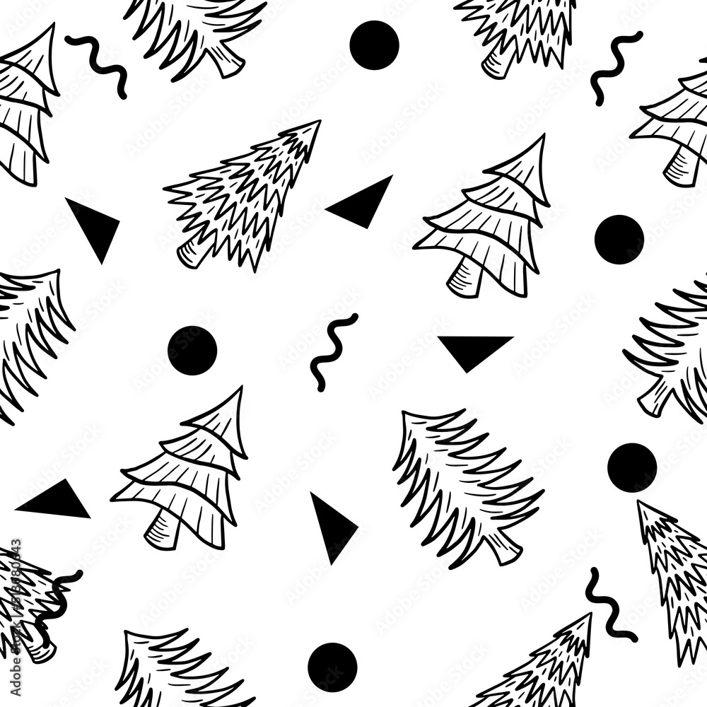 cute tree natal christmas decoration seamless pattern object wallpaper with white.