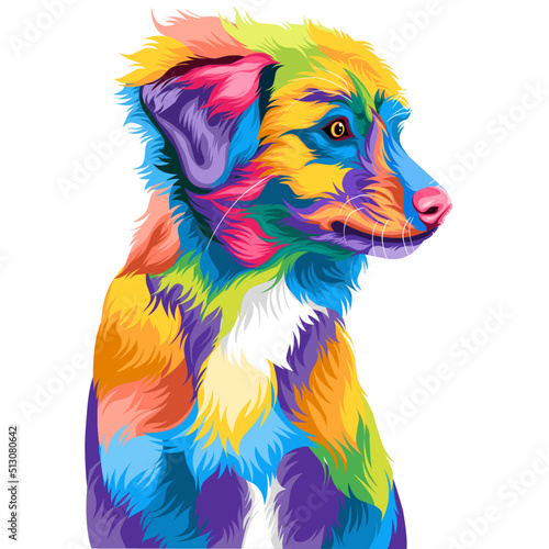 Cute and funny dog vector pop art full colours