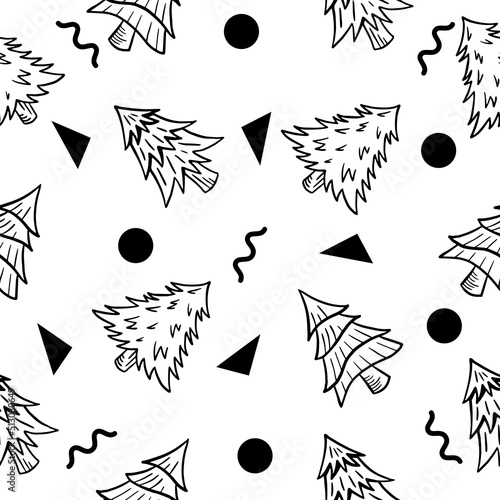 cute tree natal christmas decoration seamless pattern object wallpaper with white.