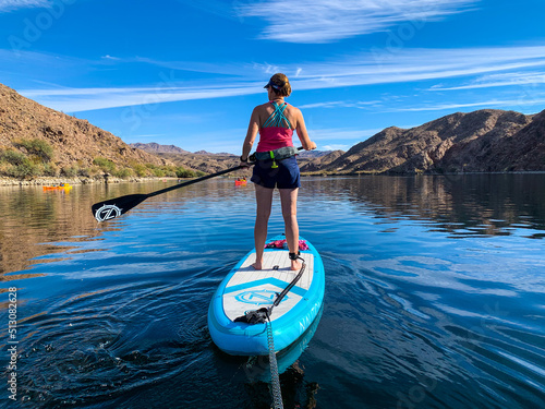 paddle boarding on the colorado river with scenic view