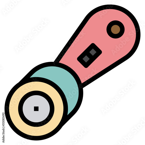 rotary cutter outline filled color icon