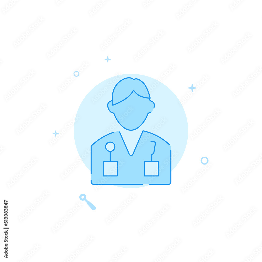 Dentist vector icon. Flat illustration. Filled line style. Blue monochrome design. Editable stroke. Adjust line weight. Dentist vector icon. Flat illustration. Filled line style. Blue monochrome design. Editable stroke. Adjust line weight.