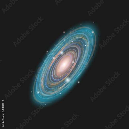 Cartoon galaxy. Isolated on a dark background.