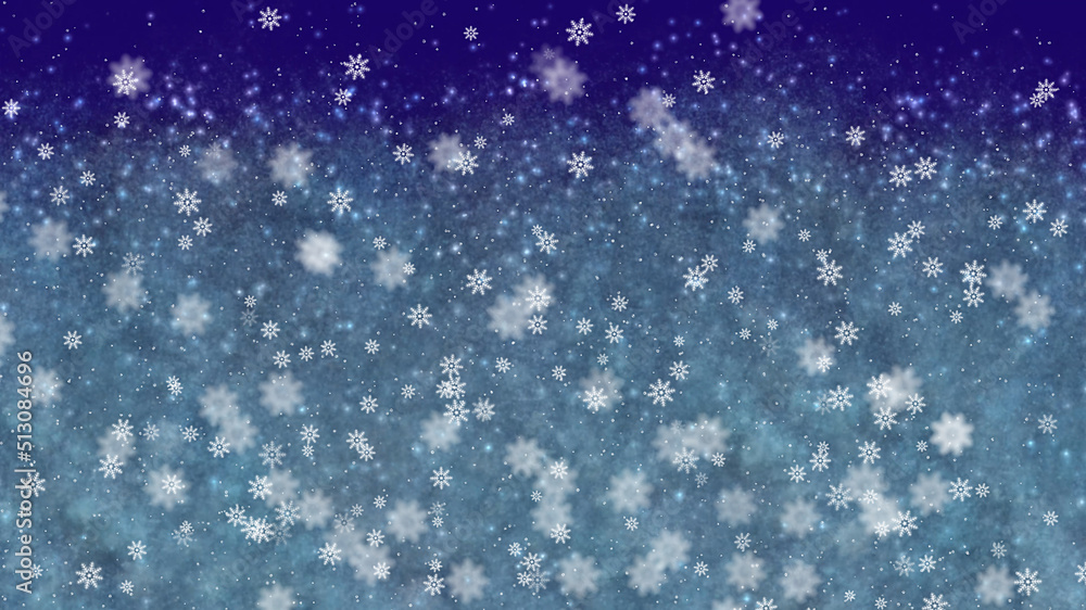 Fototapeta premium Abstract blue festive background with snowflakes