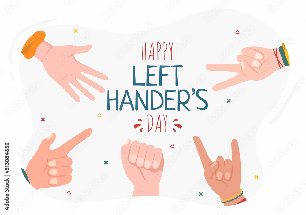 International Left Handers Day Celebration with her Left Hand Raised on the August in Cartoon Style Background Illustration International Left Handers Day Celebration with her Left Hand Raised on the August in Cartoon Style Background Illustration