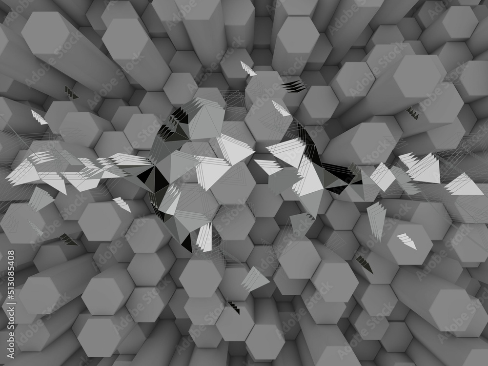 Abstract gradient of black and white triangle 3d background. Modern ...