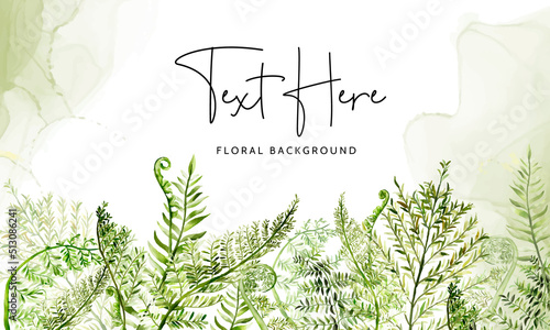 beautiful elegant watercolor greenery fern floral background