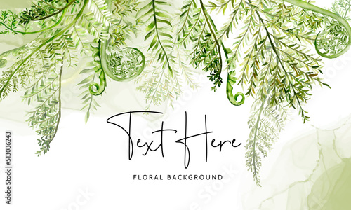 beautiful elegant watercolor greenery fern floral background