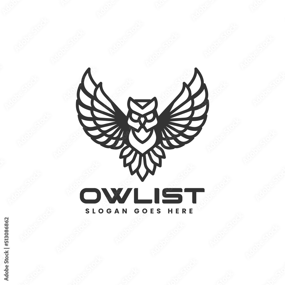 Vector Logo Illustration Owl Line Art Style. Vector Logo Illustration Owl Line Art Style.