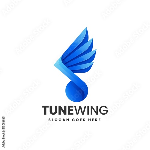 Vector Logo Illustration Tune Wing Gradient Colorful Style.