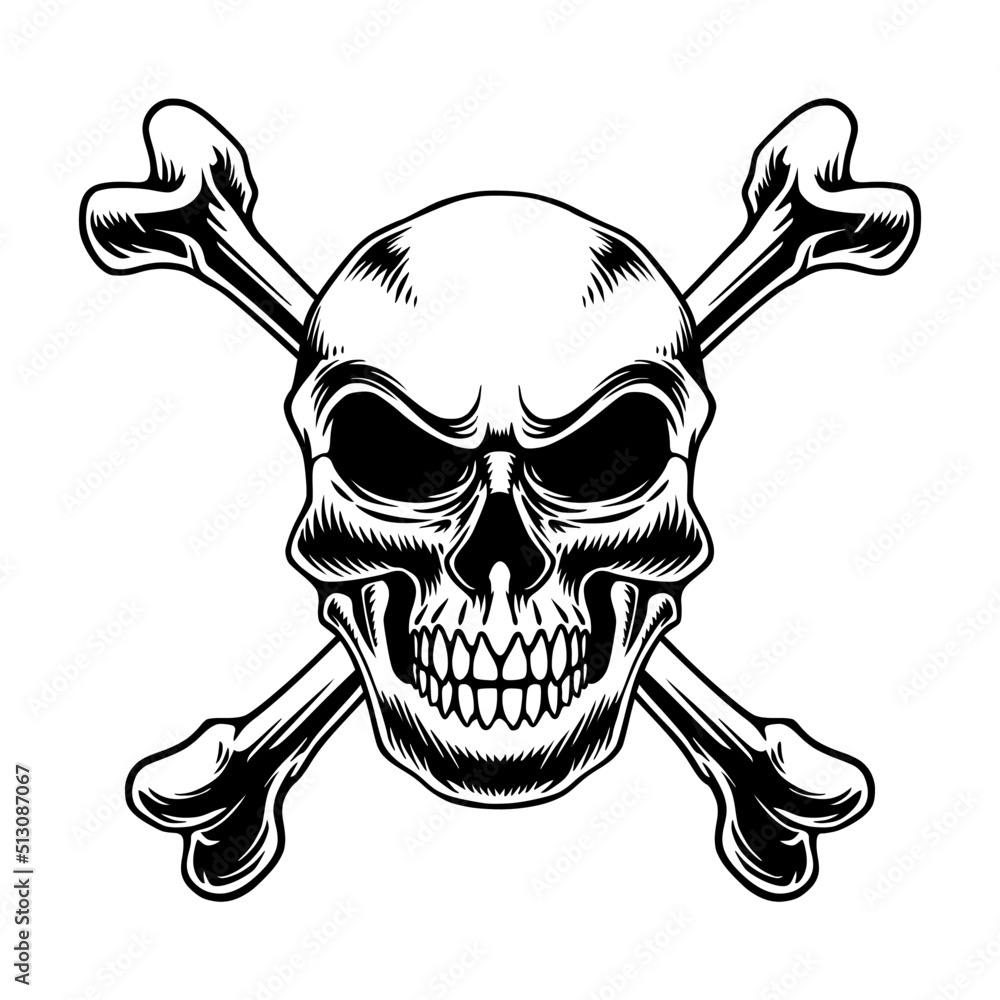 Skull line art design vector logo illustration Stock Vector | Adobe Stock