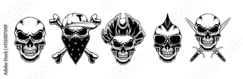 Skull line art design vector logo illustration photo