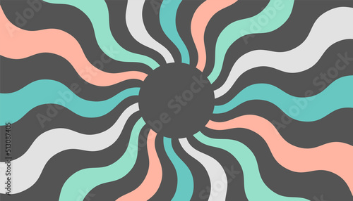 Retro banner with sun and rays in style of 70s