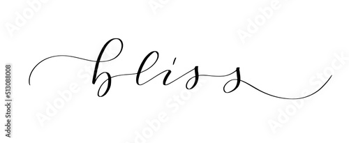 Word bliss written in cute modern calligraphy. Motivation inspiration quote to put on pictures