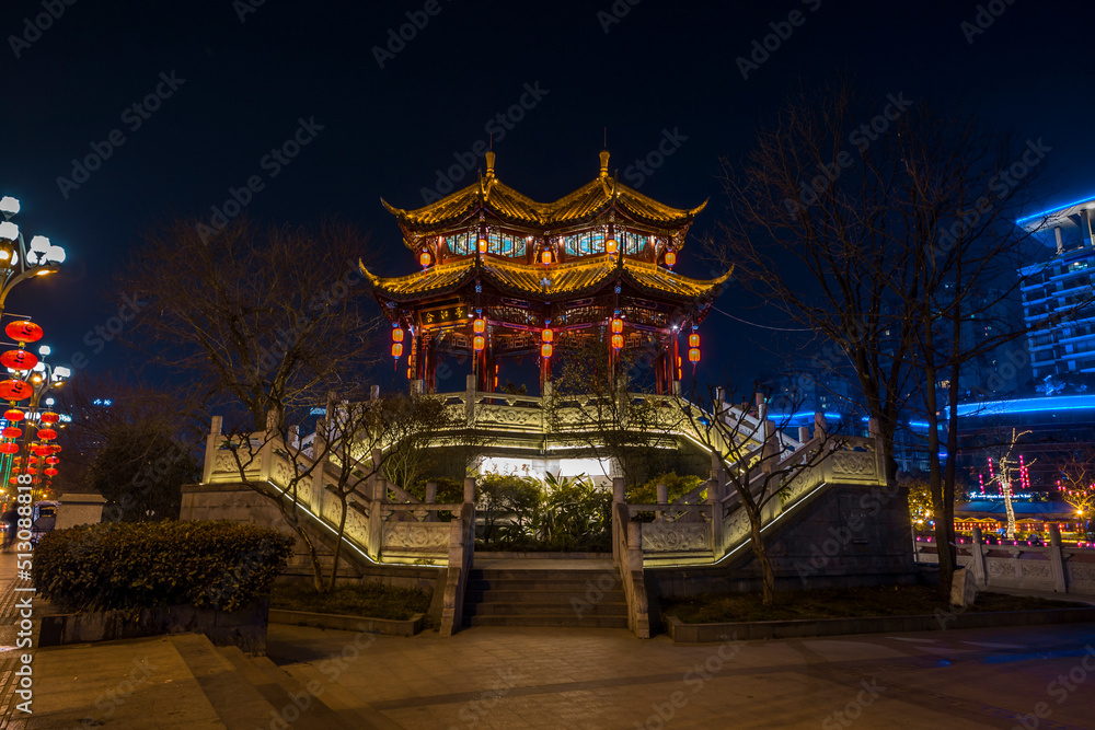 Obraz premium chinese new year and traditional building in Chengdu