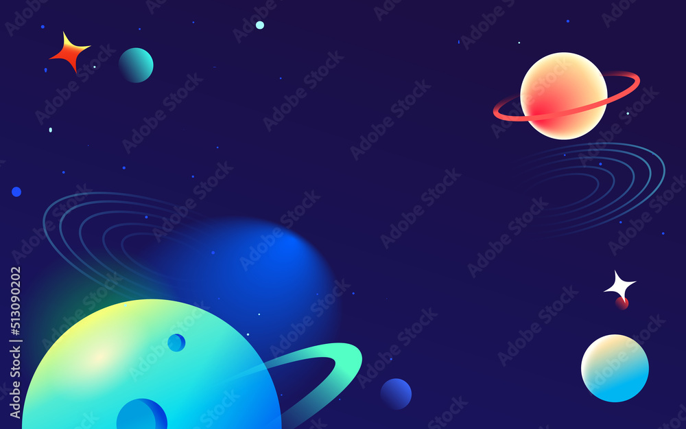 Fototapeta premium Astronaut is exploring space with universe and planets in the background, vector illustration