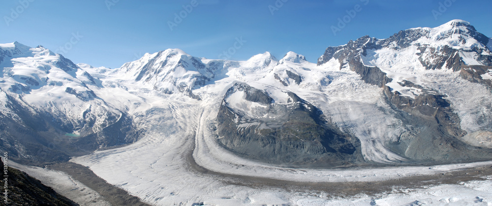 Obraz premium Gorner glacier @Zermatt.Switzerland / ゴルナー氷河 @スイス(wide panorama view)