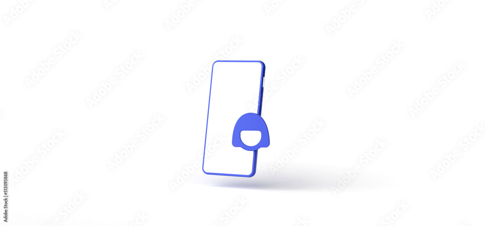 Female with Smartphone Isolated on background, icon, 3d rendering. Female with Smartphone Isolated on background, icon, 3d rendering.