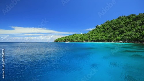 The tropical sea of ​​Thailand with clear water and blue sky.