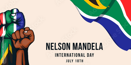 nelson mandela international day illustration background with two hands photo