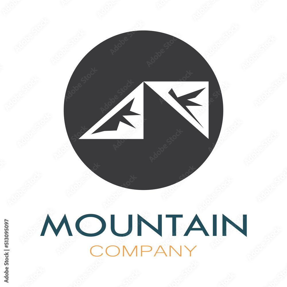 Naklejka premium Minimalist mountain and sun logo design in flat colors packed with modern concepts vector illustration
