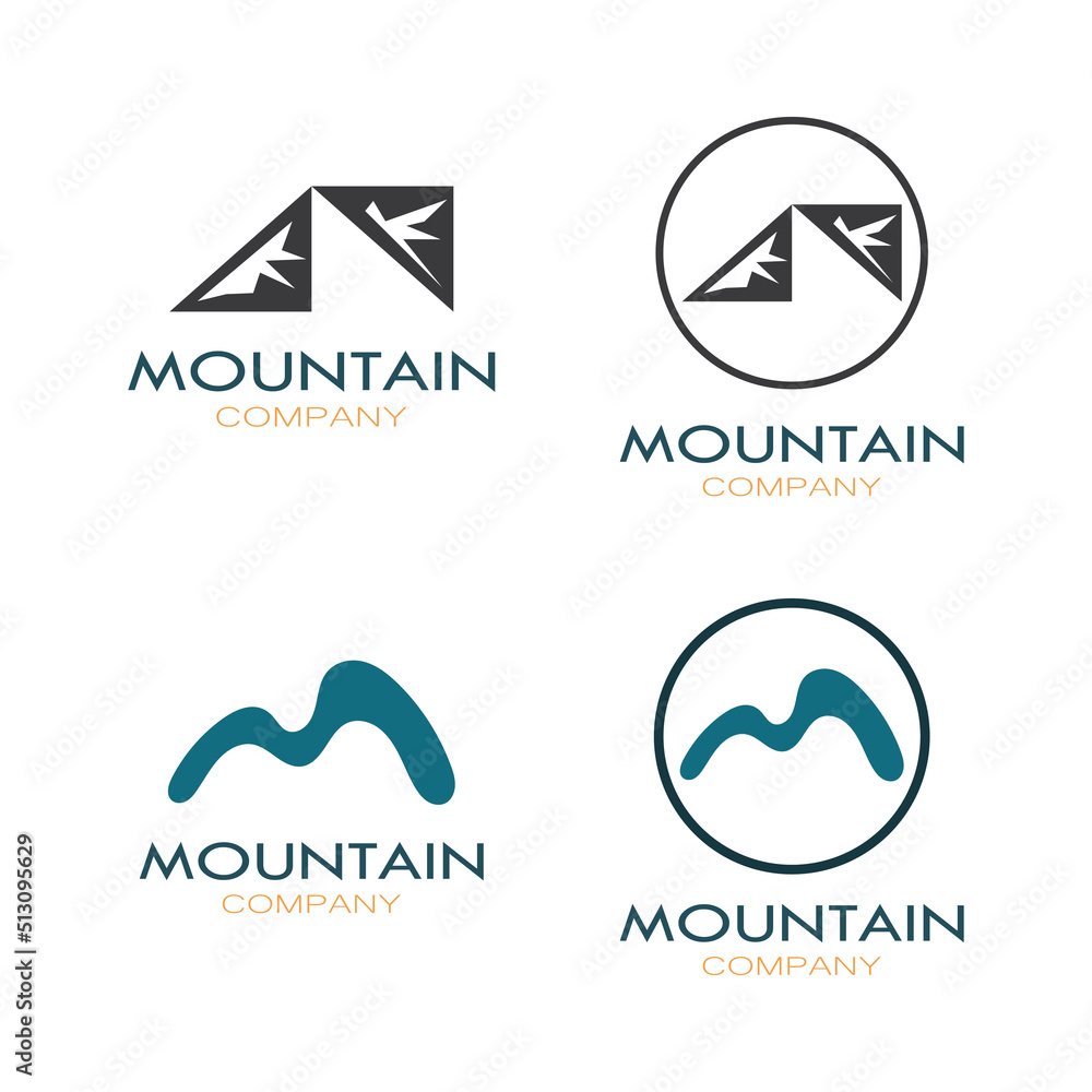 Minimalist mountain and sun logo design in flat colors packed with modern concepts vector illustration Minimalist mountain and sun logo design in flat colors packed with modern concepts vector illustration